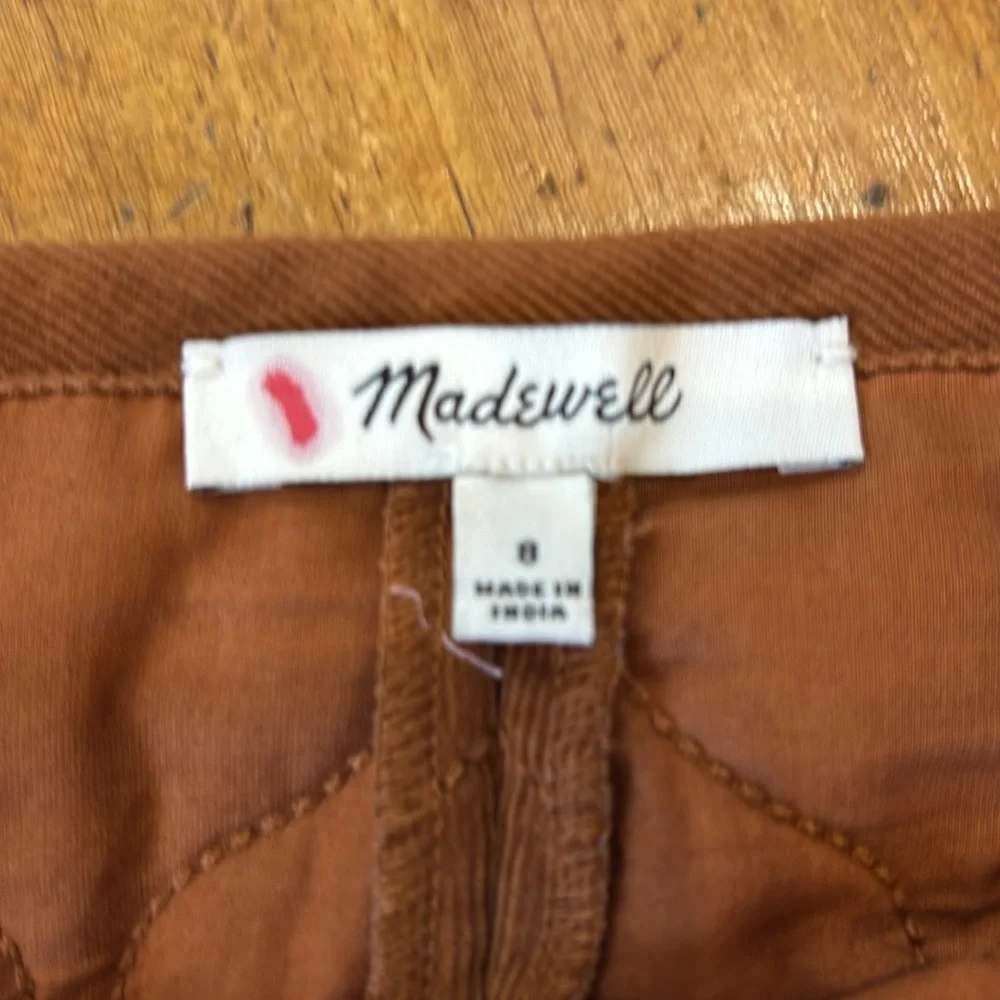 Madewell Corduroy Quilted Brown‎ Button Skirt Size 8